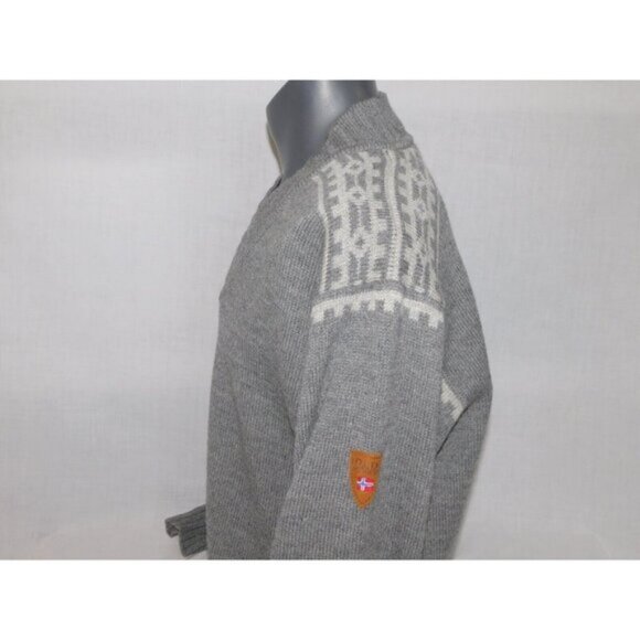 Dale of Norway XXL Gray Wool Fair Isle V neck Ski Sweater 2015 Norwegian Team - Picture 13 of 16